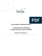 Fersa Planes estratégicos, previsiones y presentaciones. 2012
