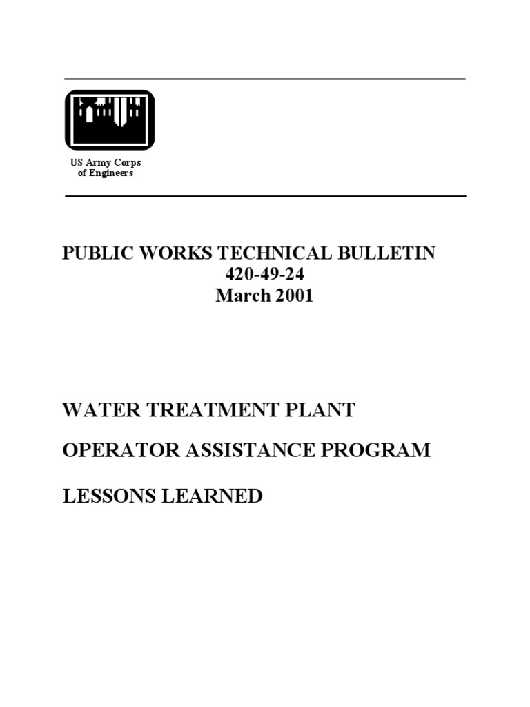 Water Treatment Plant Operator Training USACE Download Free PDF