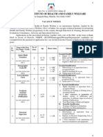 National Institute of Health and Family Welfare: Vacancy Notice