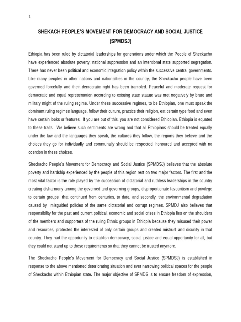Sheckacho Movement for Democracy & Justice | PDF | Ethiopia | Democracy