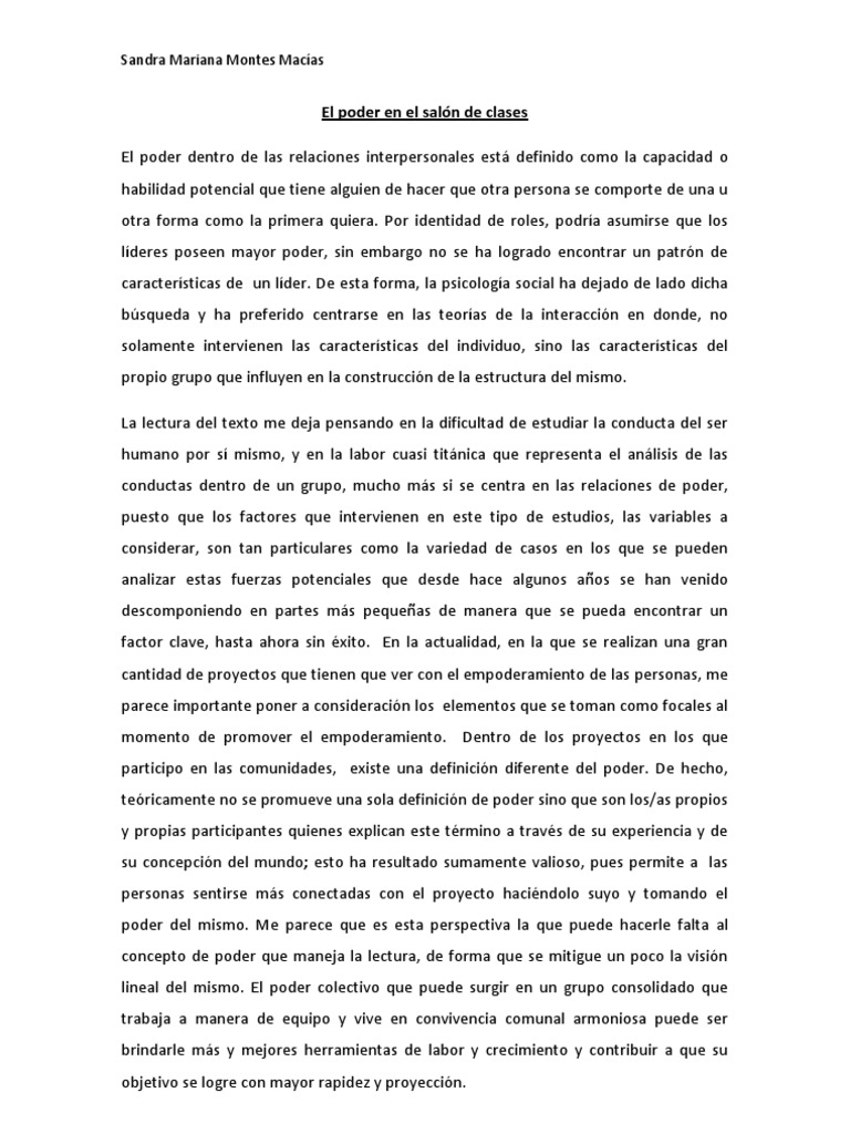 El Poder en El Salón de Clases | PDF | Empoderamiento | Liderazgo