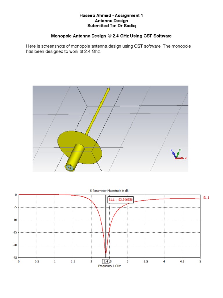 Monopole Antenna Design in CST | PDF