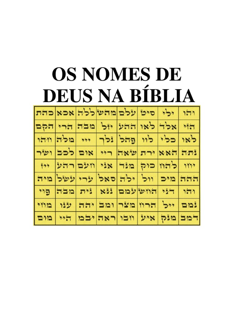 Os Nomes de Deus Na Bíblia | PDF | Nomes de Deus | YHWH