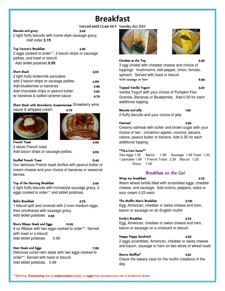 breakfast menu updated Sausage European Cuisine