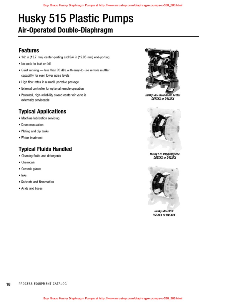 Graco Husky 515 Diaphragm Pump Data Sheet | PDF | Valve | Manmade Materials