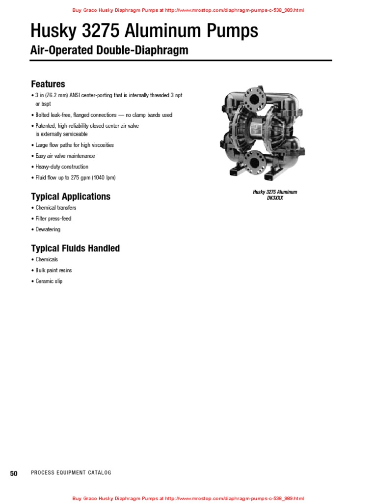Graco Husky 3275 Diaphragm Pump Data Sheet | PDF | Valve | Pump