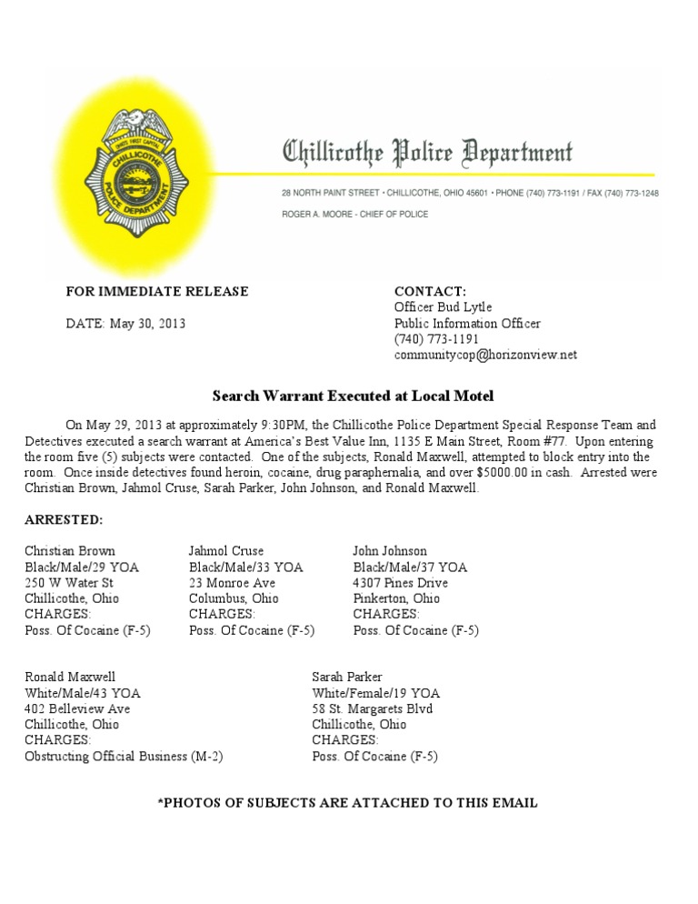 Local Motel Drug Bust Arrests | PDF | Politics | Social Science