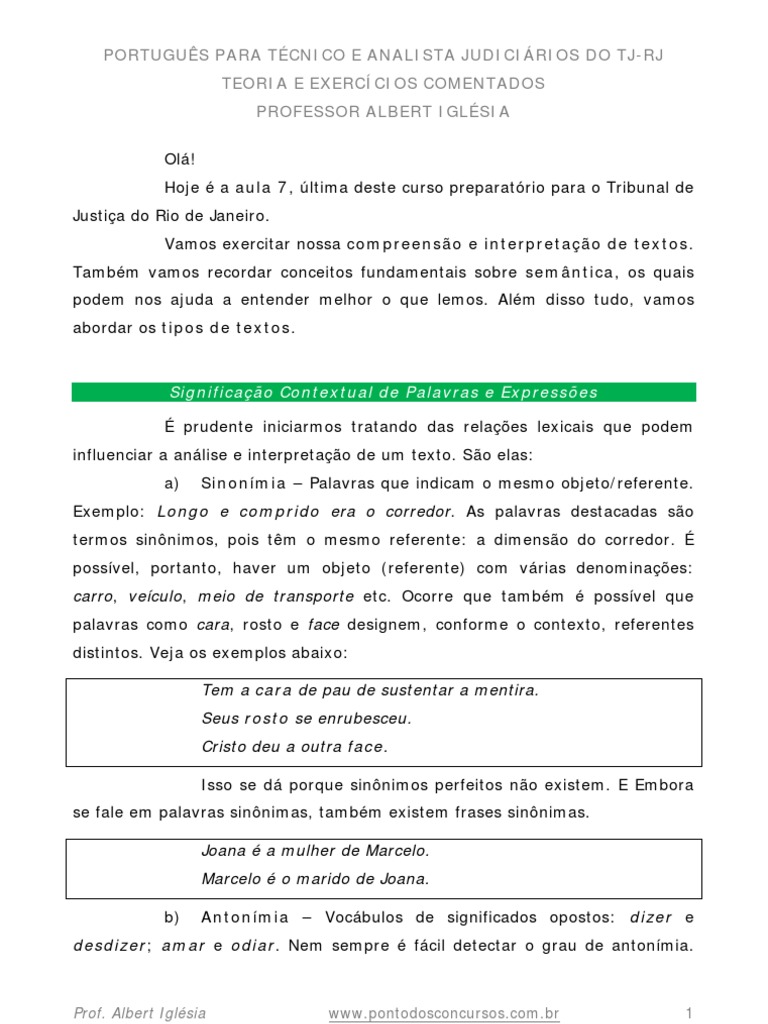 Compreensão E Significado Contextual Das Palavras E Expressões Do Texto