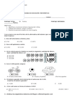 Prueba Matematica 3º Basico Ecuaciones