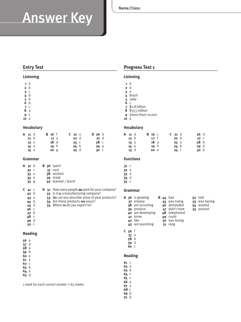 Market Leader Intermediate 3rd Edition Answer Key