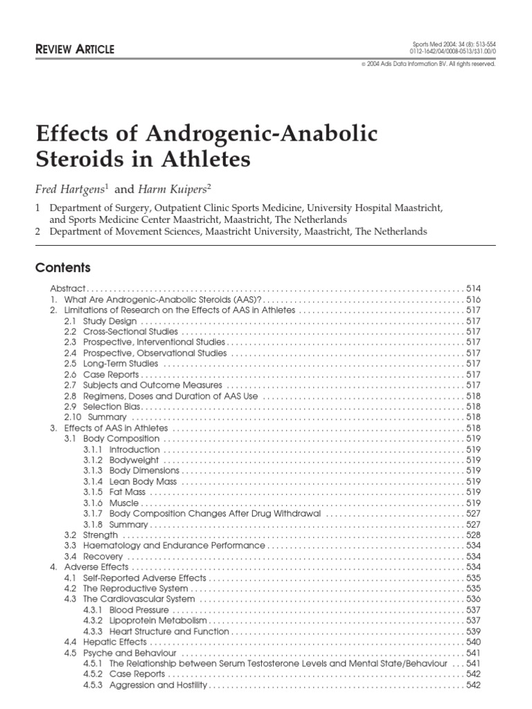 Effects of Androgenic-Anabolic Steroids in Athletes | PDF
