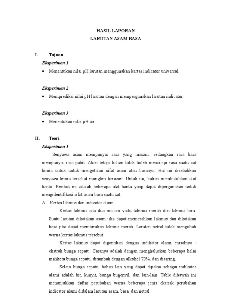 Hasil Laporan Kimia Reaksi AsamBasa