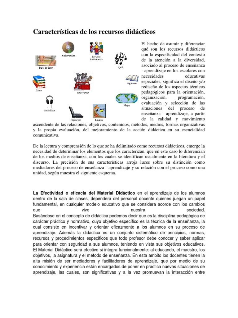 Características de los recursos didácticos