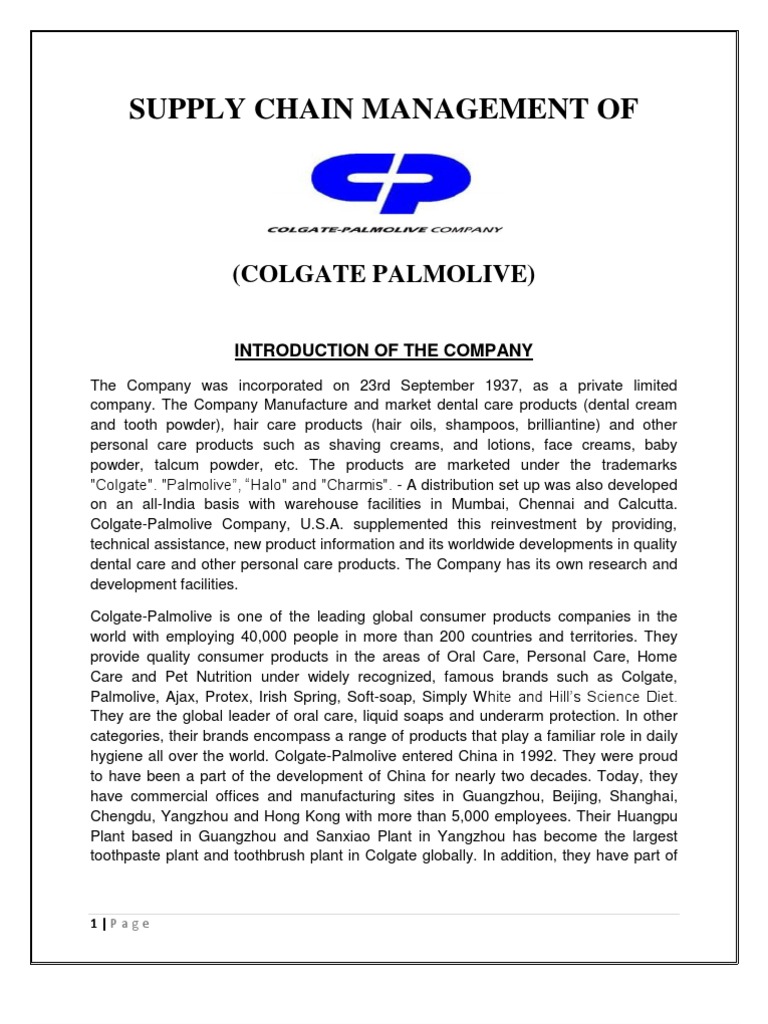 Colgate-Palmolive Supply Chain Overview | PDF | Supply Chain Management ...