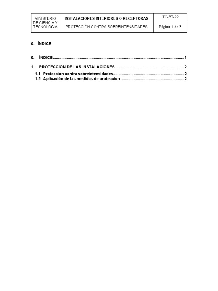 Protección contra sobreintensidades ITC-BT-22 | PDF