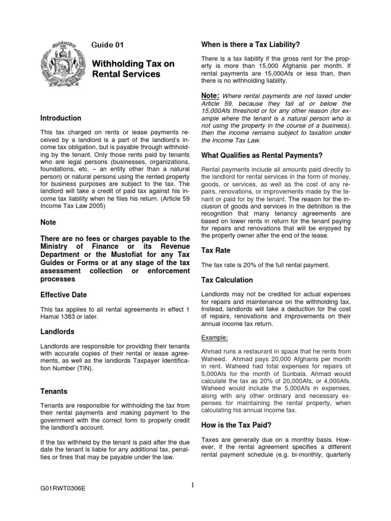 Withholding Tax on Rental Income Guide | PDF | Renting | Leasehold Estate