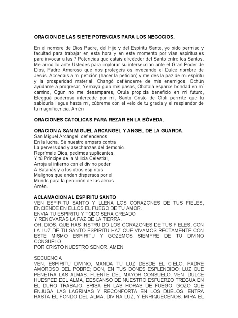Oración a las Siete Potencias para Negocios | PDF | Religión y creencia