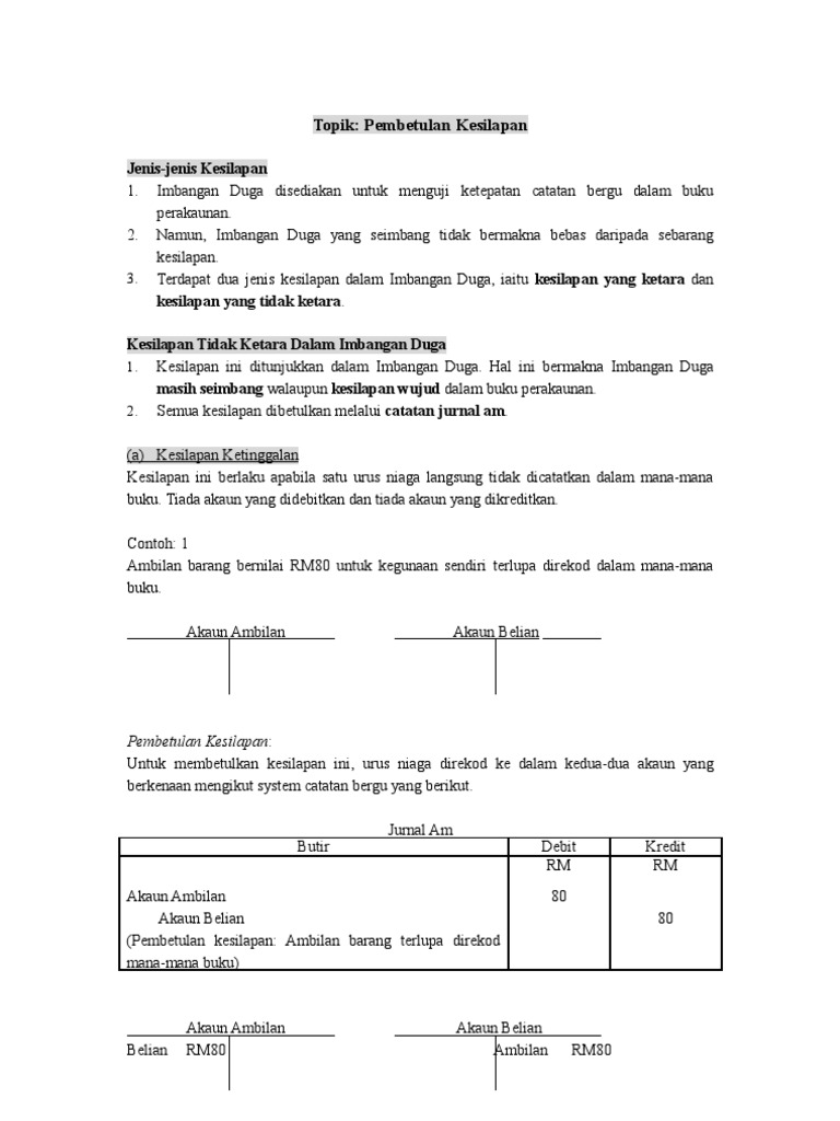 Nota Prinsip Perakaunan STPM (Topik Pembetulan Kesilapan)  PDF