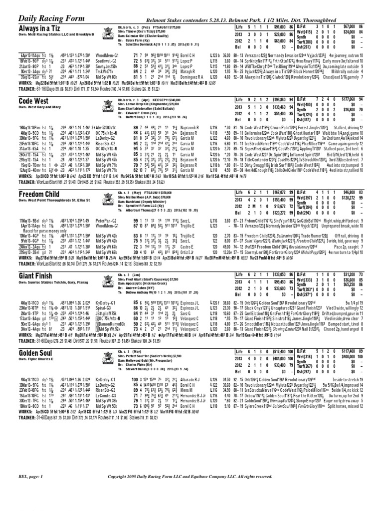 Always in A Tiz: Daily Racing Form | PDF