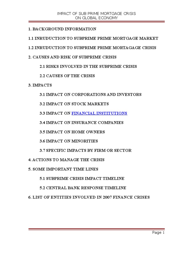 All Too Often Subprime Minority >> Impact Of Subprime Crisis On World Economy Subprime Lending All Too Often Subprime Minority >> Impact Of Subprime Crisis On World Economy Subprime Lending