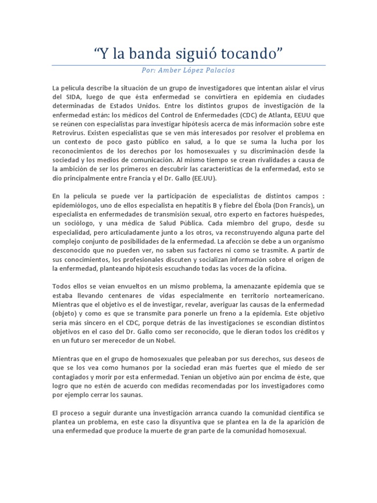 Y La Banda Siguió Tocando PDF VIH / SIDA Homosexualidad