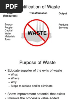 Identification of Waste: Input (Resources) Transformation Output