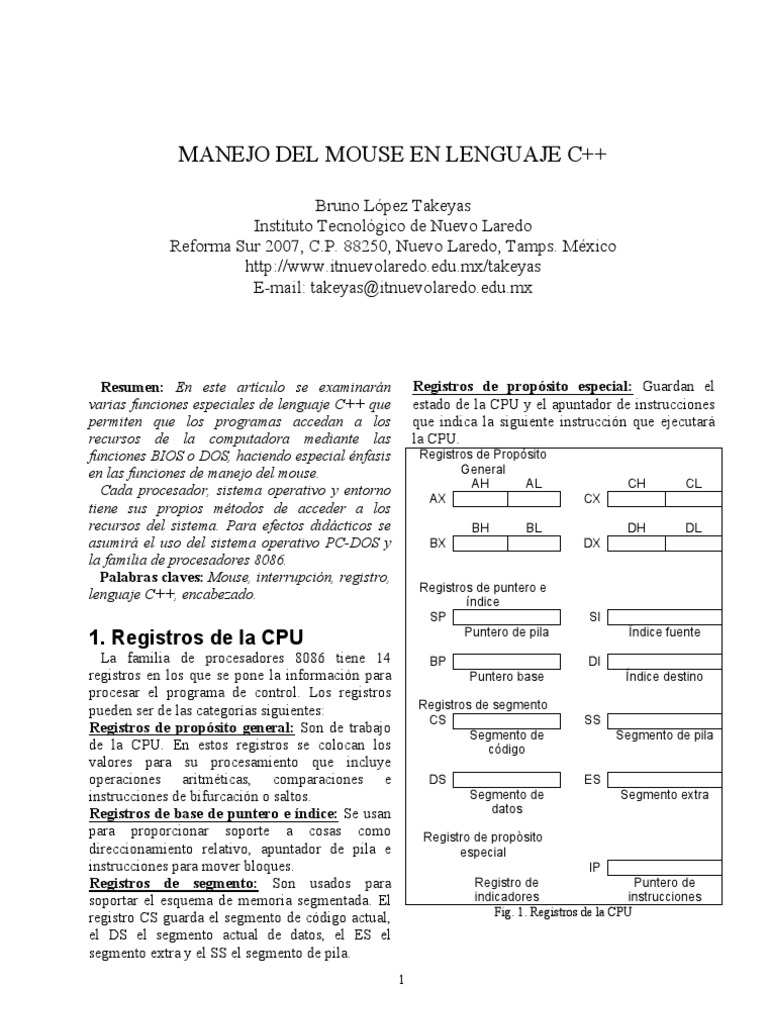 Manejo Del Mouse en Lenguaje C++ | PDF | Puntero (Programación de ...