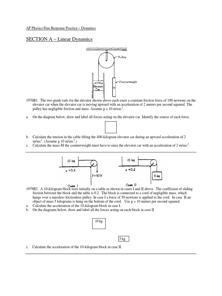 AP Physics Dynamics Practice | PDF | Tension (Physics) | Friction