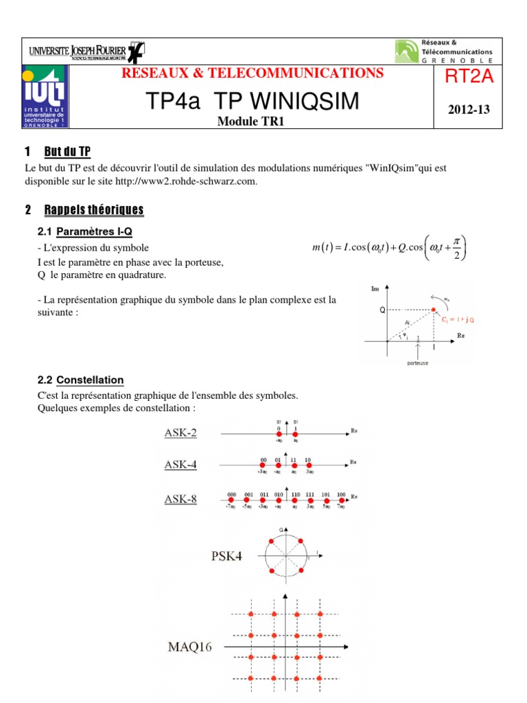 Introduction à WinIQsim pour modulations | PDF | Modulation | Filtre ...