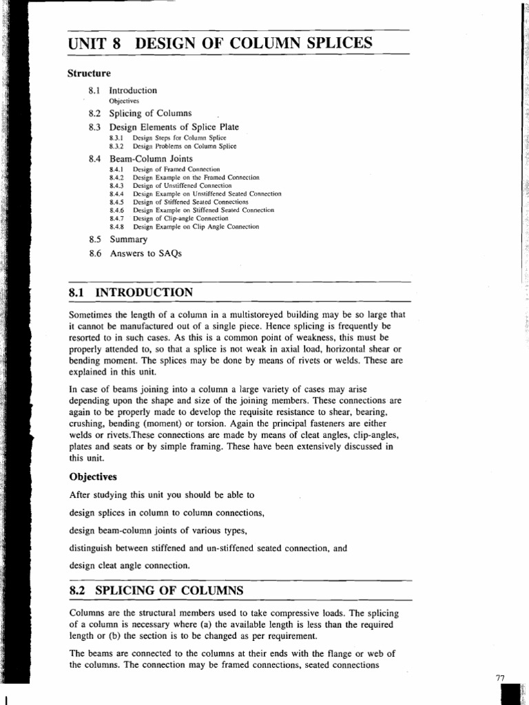 Column Splice Design in Steel Structures | PDF | Bending | Column