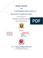 Study of Customer Satisfaction at Reliance Communication: Project Report ON