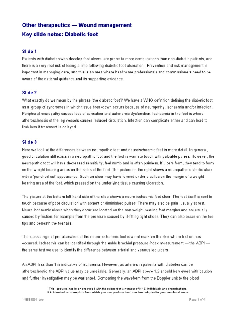 Diabetic Foot Ulcer Management Guidelines | PDF | Peripheral Neuropathy ...