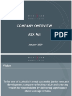 Company Overview Asx:Mii: January 2009