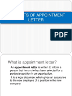 Contents of Appointment Letter