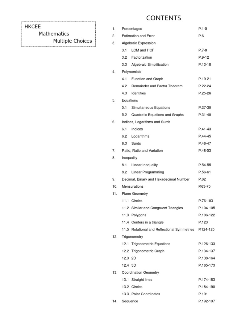 HKCEE Maths Multiple Choice Guide | PDF | Teaching Methods & Materials ...