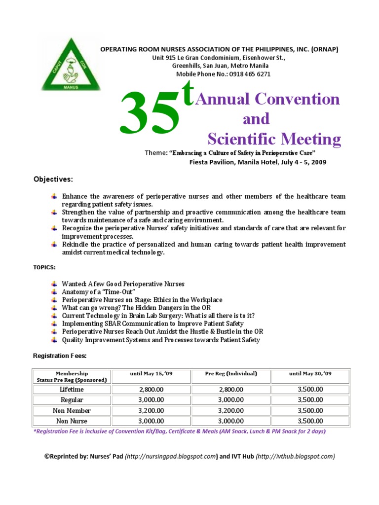 ORNAP 35th Annual Convention and Scientific Meeting PDF Patient