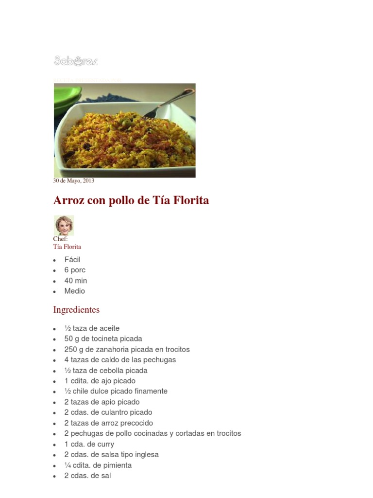 Arroz Con Pollo | PDF | Sopa de pollo | Curry