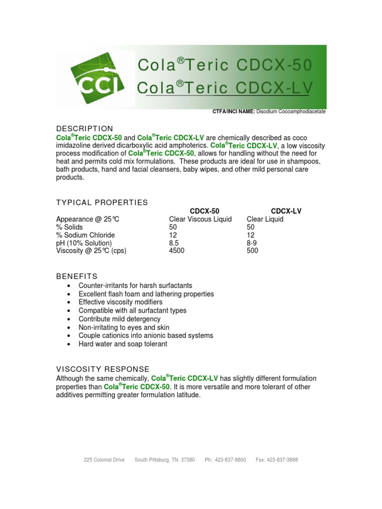 ColaTeric CDCX-50 and CDCX-LV | PDF