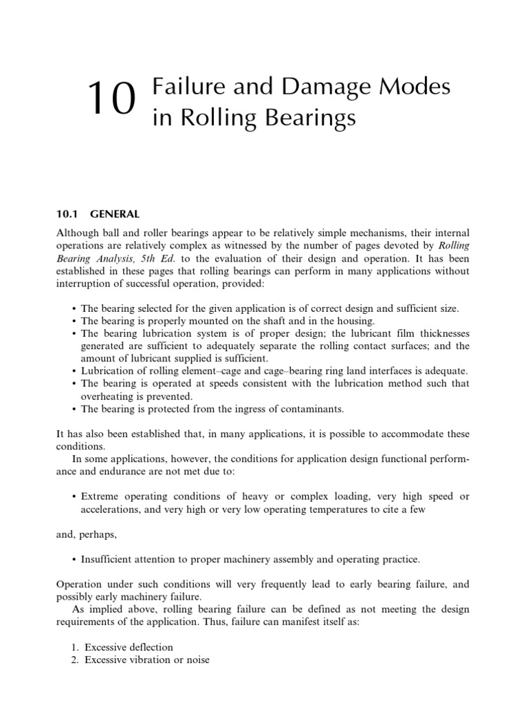 Failure and Damage Modes in Rolling Bearings 10.1 GENERAL PDF Wear