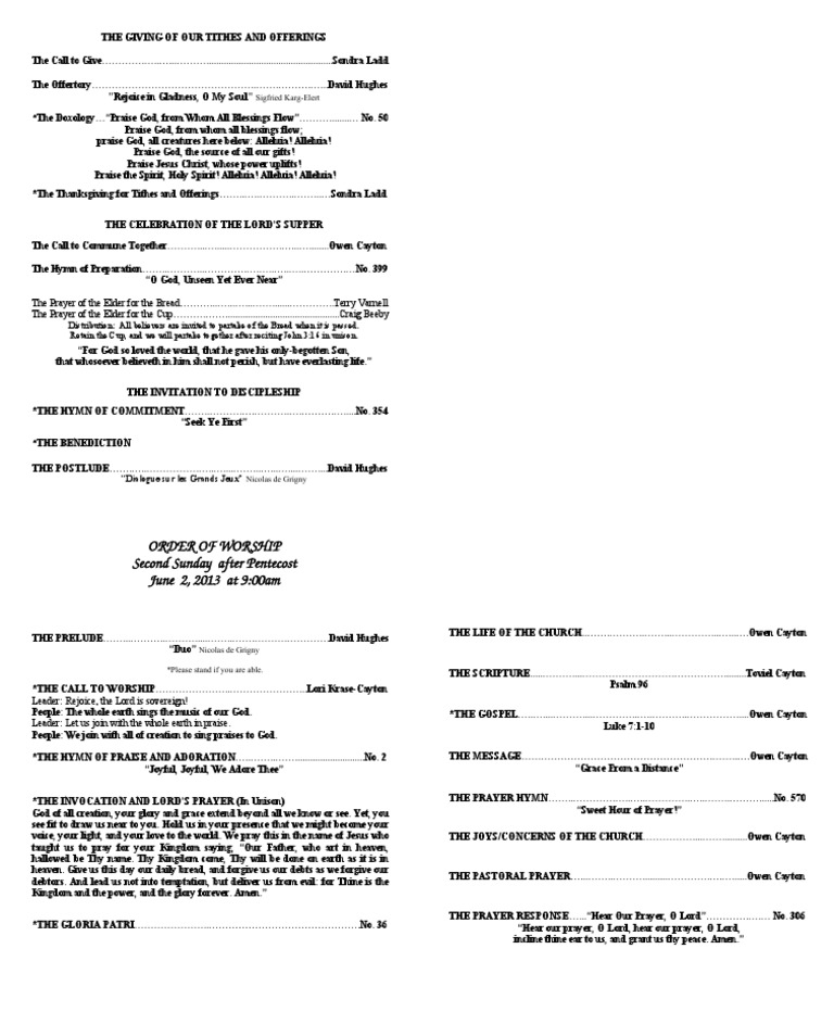 Tithes, Offerings, and Communion Service | PDF | Prayer | Religious ...