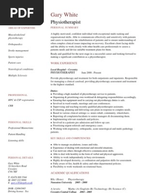 Physiotherapist CV Template