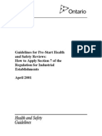 Canada, Ontario - Guidelines For Pre-Start Health and Safety Reviews (2001) - GL - PSR