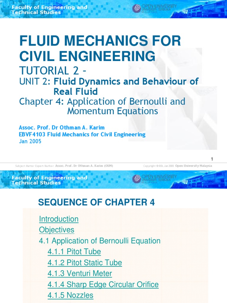 EBVF4103 (Chapter 4) Fluid Mechanics For Civil Engineering | PDF