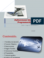 Definiciones Básicas en Programación Lineal