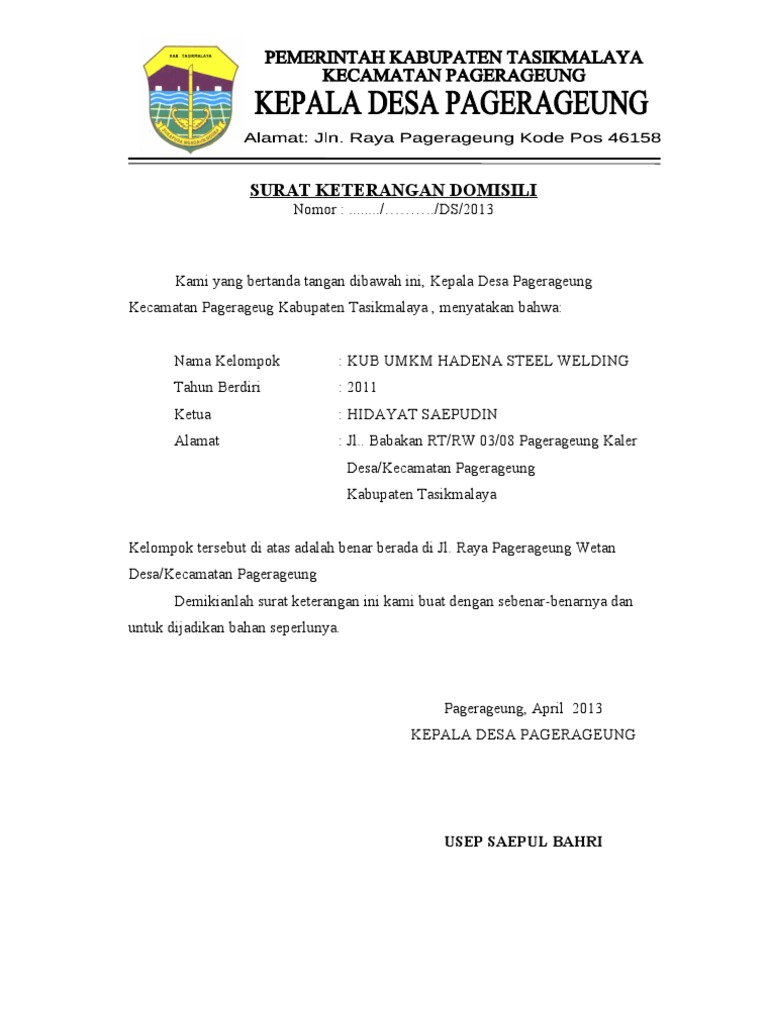 Contoh Surat Domisili Kelompok Tani Surat Terbaru
