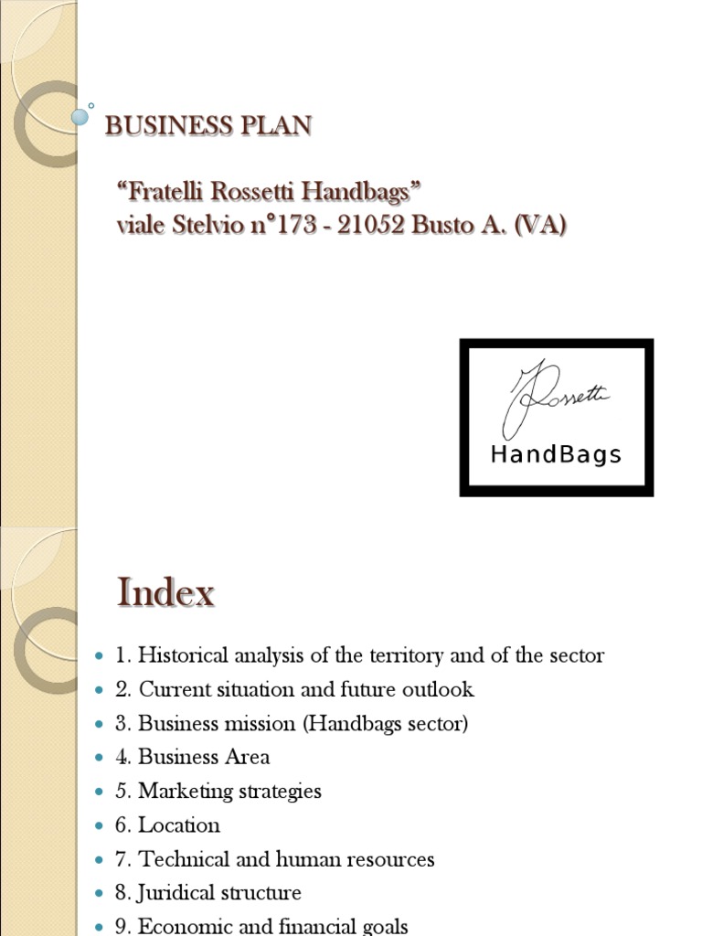 business plan sample for bags