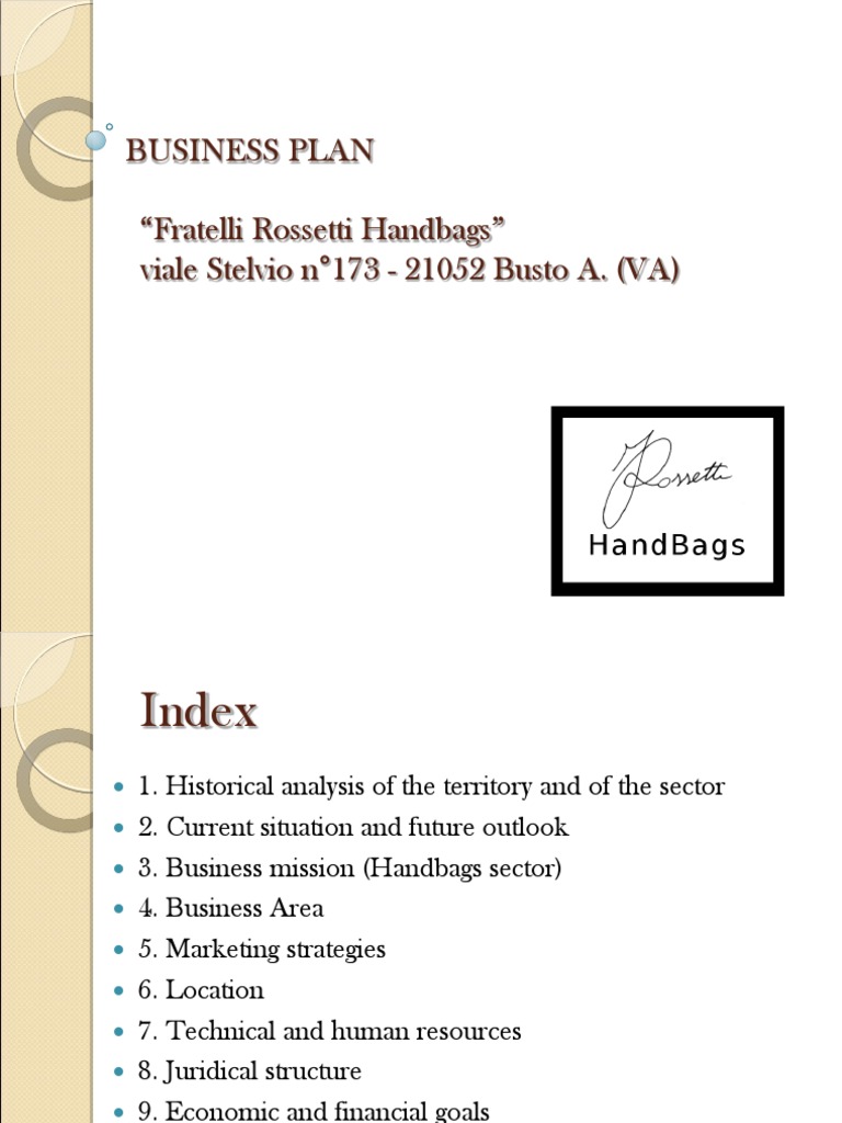 Business Plan for handbags Retail Luxury Goods
