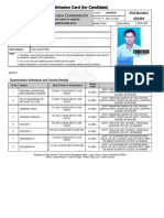Admission Card (For Candidate) : Examination Schedule and Centre Details