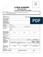 Altius Academy: Admission Form CLAT (Common Law Admission Test) COURSE