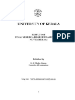 University of Kerala: Results of Final Year Bca Degree Examinations November 2012